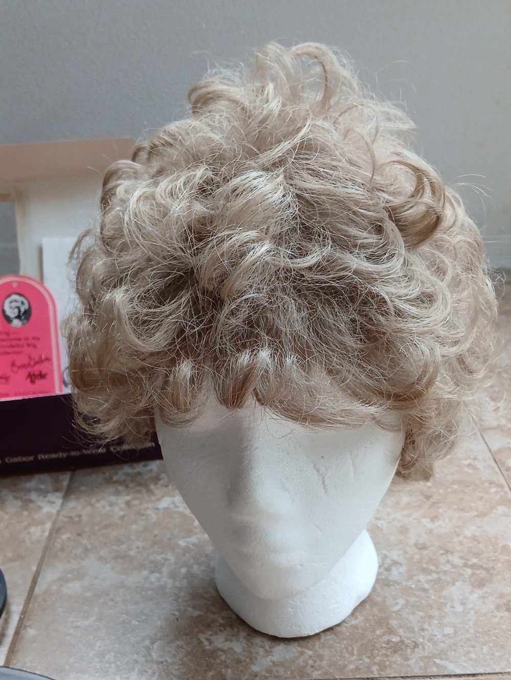 Traditional Synthetic Modacrylic Fiber Curly Wig & Stand